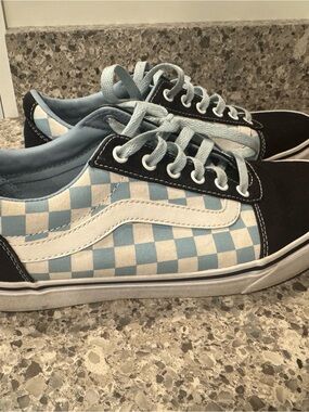Vans  Checkerboard Low-Top Sneakers - Light Blue, White & Black